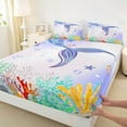 thumbnail image 3 of Feelyou Dreamy Mermaid Princess Queen Sheet Sets, Kawaii Marine Coral Flat Sheet, Teens Kids Girls Women Queen Fitted Sheet, Luxury Bedroom Decor, 4pcs, 3 of 7