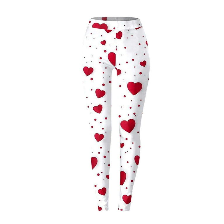 Yoga Pants Plus Size Casual Printing Heart Shape Pattern High Rise Pants  for Women Fashion Slim Fit Workout Trendy Womens Pants Straight Lightweight