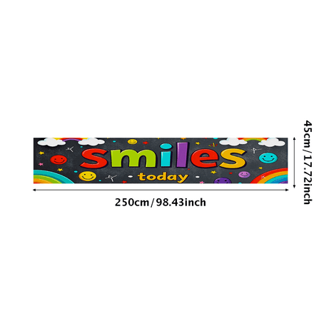 Colorful Smiles Today Banner with Rainbow Clouds Stars and Emojis Party Background Decorations Backdrop for Kids Party Family Gathering Photo Booth Fun Events Celebrations