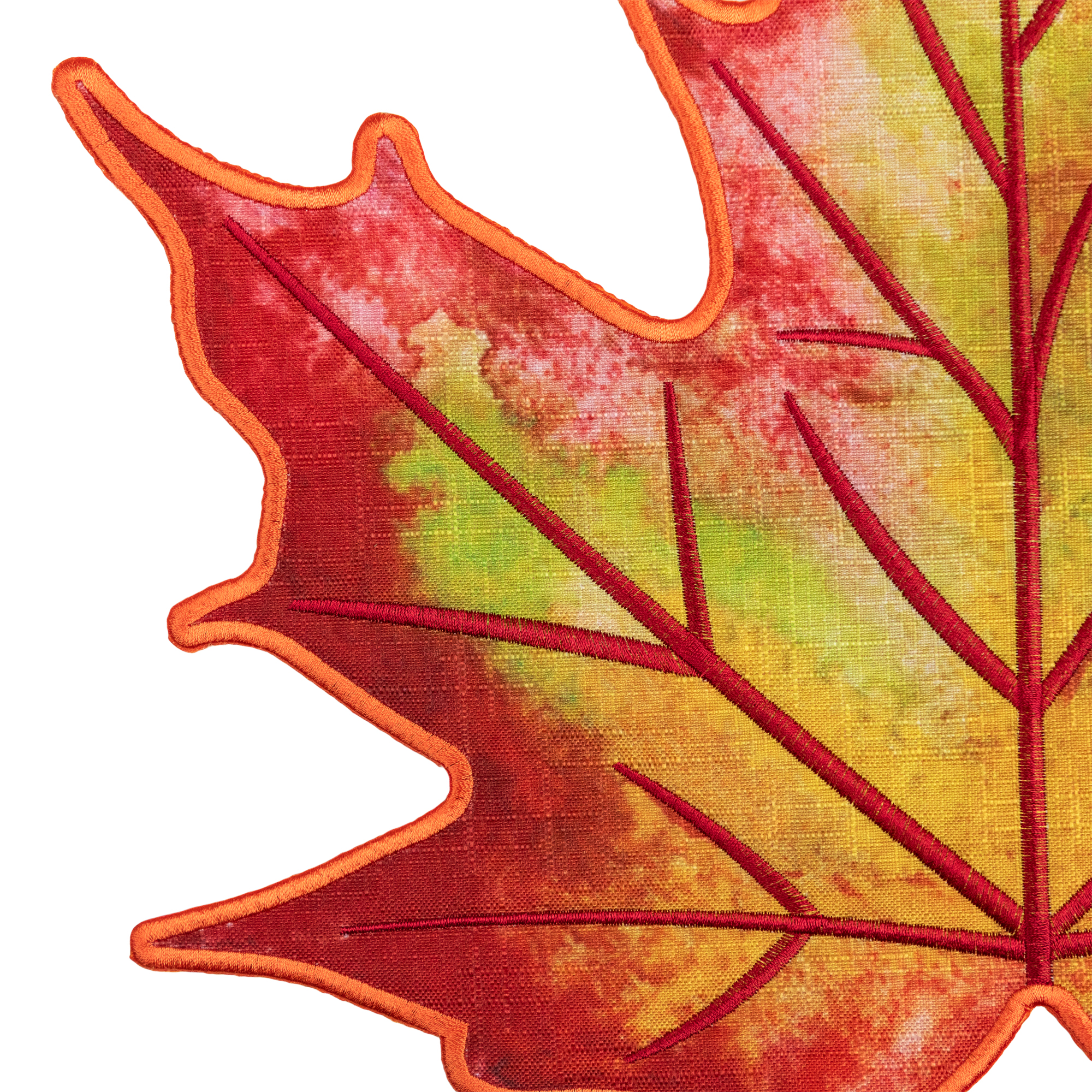 Embroidered Maple Leaf Fall Harvest Placemats - 14.75" - Orange and Red - Set of 4