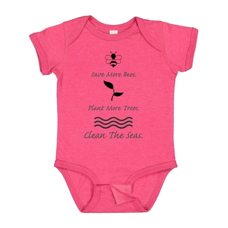 

Inktastic Save More Bees Plant More Trees Clean the Seas Gift Baby Boy or Baby Girl Bodysuit