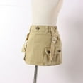 thumbnail image 4 of FAOWME Girls Solid Color Cargo Skirt Low Waist Short Denim Jean Skirt Khaki 3-4 Years, 4 of 7