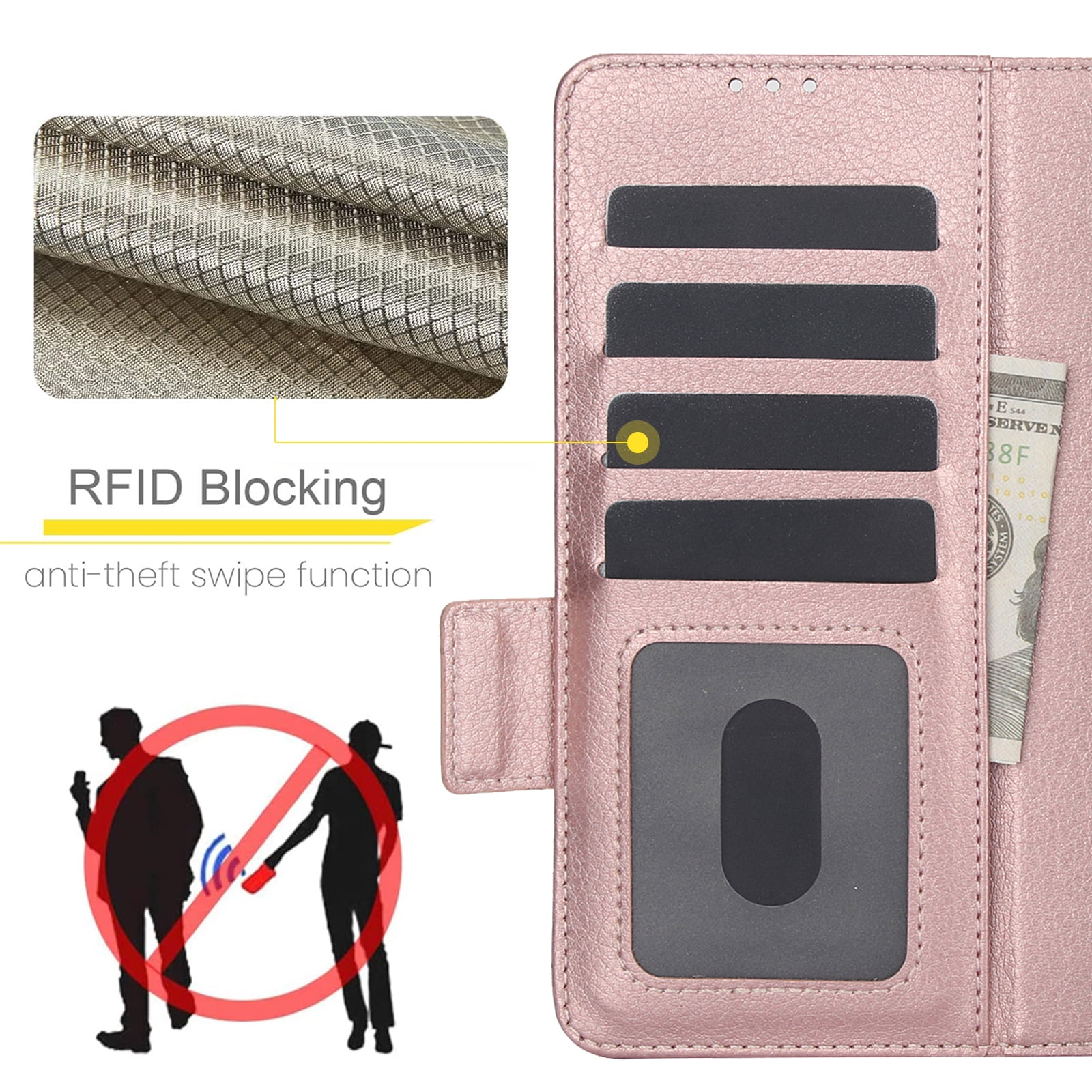 Wallet Case for Samsung Galaxy Z Fold 7 with S-Pen Holder and Credit Card Slots, Premium PU Leather RFID Blocking Magnetic Closure Flip Phone Case Cover for Samsung Galaxy Z Fold 7, Rosegold