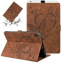 SaniMore Case for Samsung Galaxy Tab A8 10.5" 2022 SM-X200/X205, PU Leather Case with Embossed Butterfly Shockproof TPU Back Card/Pen Holder Anti-slip Stand Full Protective Fashion Wallet Case, Brown