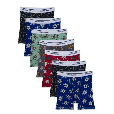 Fruit of the Loom Assorted Cotton Boxer Brief Underwear, 7 Pack (Toddler Boys)