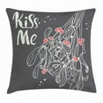 thumbnail image 1 of Kiss Me Throw Pillow Cushion Cover, Mistletoe Sketch with Christmas Theme and Hand Written Inscription, Decorative Square Accent Pillow Case, 16 X 16 Inches, Charcoal Grey Vermilion, by Ambesonne, 1 of 2