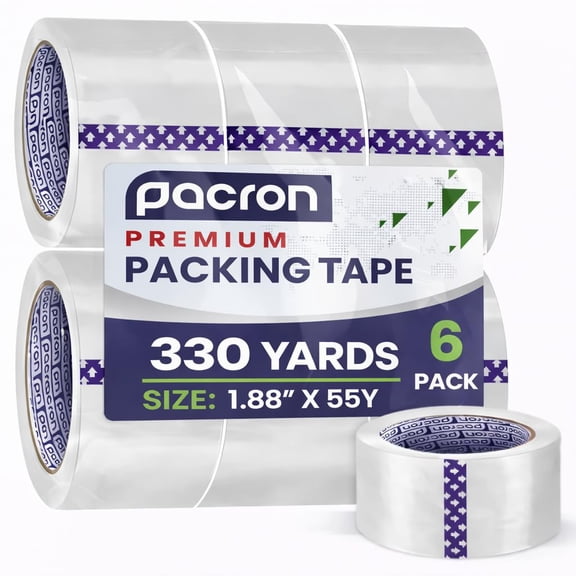 Pacron 6 Rolls Clear Packing Tape – Basic Moving Tape, 1.88x55 Yds, 330 Yds Total