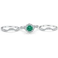 thumbnail image 3 of Divine Creation 925 Sterling Silver 2.45 Ct Round Cut Green Emerald Wedding Engagement Thanksgiving Christmas Bridal Ring Set 14K White Gold Plated For Women's -5.5, 3 of 3