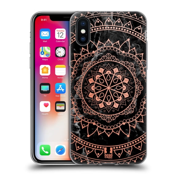 Head Case Designs Marbles And Mandala Rose Gold Soft Gel Case Compatible with Apple iPhone X / iPhone XS