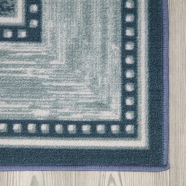 Blue Grey Toile Non Skid Indoor Outdoor Accent Area Rug Runner Carpet Mat  24x72