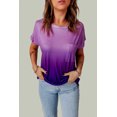 thumbnail image 2 of ABPHQTO Camiseta de manga corta con bolsillo en color morado degradado para mujer, 2 of 5
