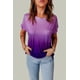 thumbnail image 2 of ABPHQTO Camiseta de manga corta con bolsillo en color morado degradado para mujer, 2 of 5