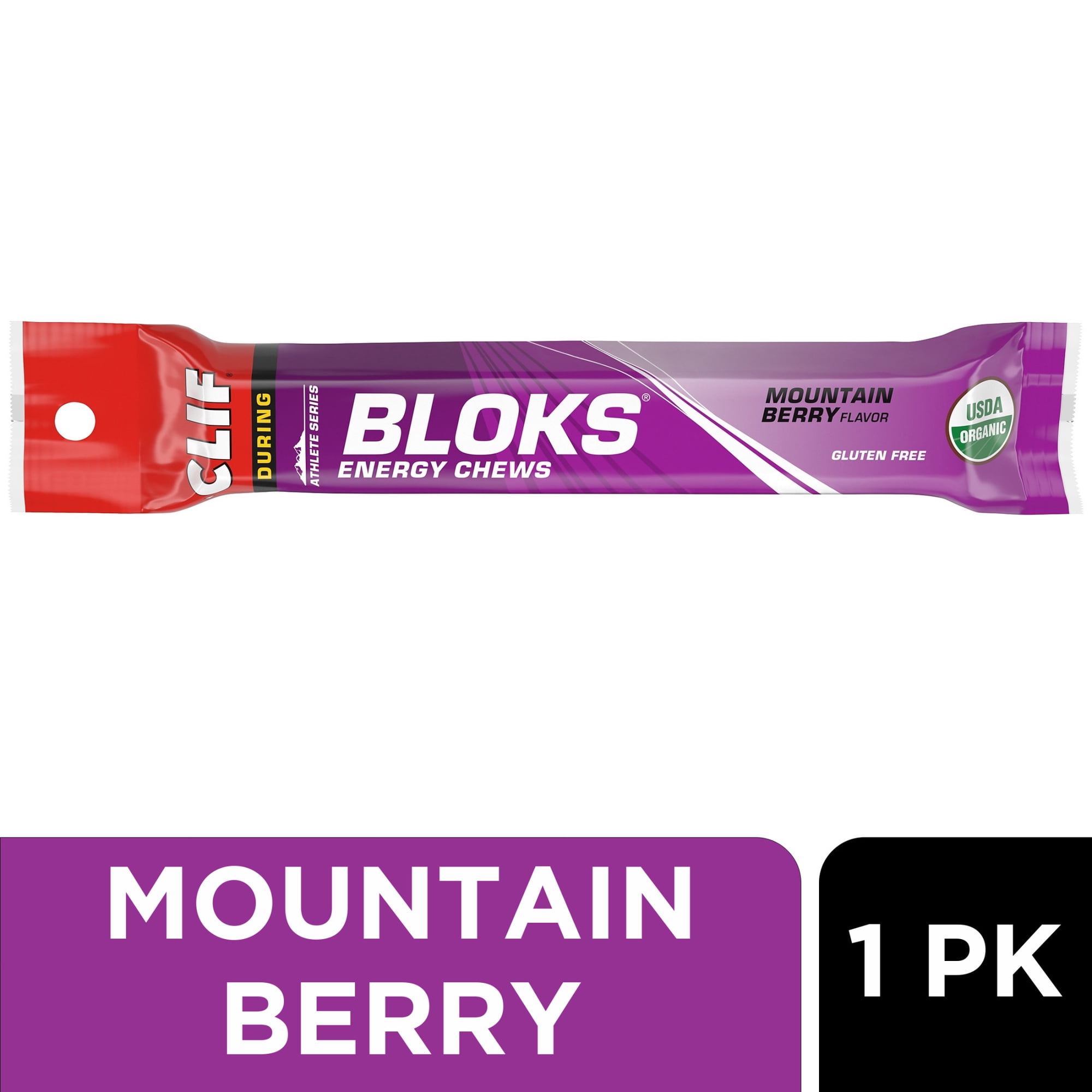 CLIF BLOKS Mountain Berry Flavor Plant Based Energy Chews, 1ct