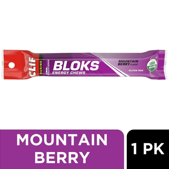 CLIF BLOKS Mountain Berry Flavor Plant Based Energy Chews, 1ct