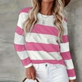 thumbnail image 2 of Daznico Women's Long Sleeve Color Block Crew Neck T-Shirt, Stripe Printed Blouse Top,Size 2XL, 2 of 5