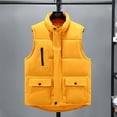 thumbnail image 3 of LSLJS Manteau à Poches pour Femmes Veste Courte Hiver Sans Manches Col Rabattu Fermeture Éclair Uni Manteau d'Extérieur, Gilets d'Extérieur pour Femmes, 3 of 3