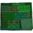 thumbnail image 4 of Patchwork Silk Kantha Quilt Bedcover Silk Patola Quilt Throw Blanket, 4 of 5