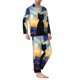 thumbnail image 2 of Fotbe Cat Under Starry Skies Pijama de Hombre con Estampado de Manga Larga, Conjunto de 2 Piezas, Ropa de Dormir Suave y Cómoda con Bolsillos-XX-Large, 2 of 7