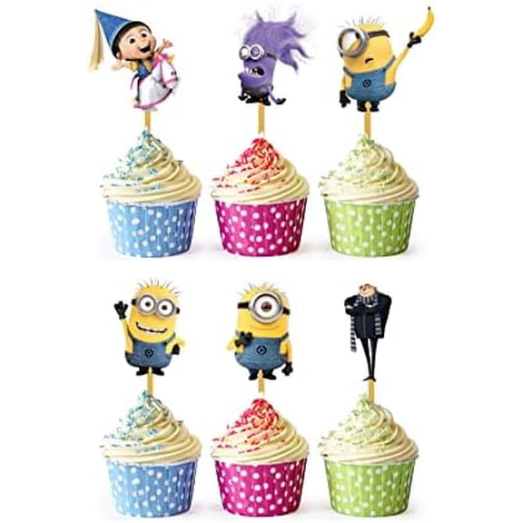 24x MINI Cupcake Toppers – Strong Picks Happy Birthday Décor, Cupcake Decorations for Kids Birthdays