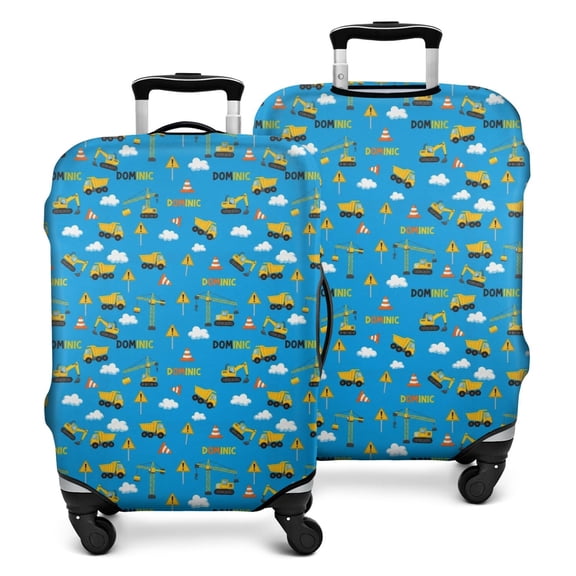 Cartoon Construction Vehicles Warning Signs Luggage Cover Fashion Suitcase Cover Baggage Covers Fit 25-28 Inch Luggage (Go Travel)