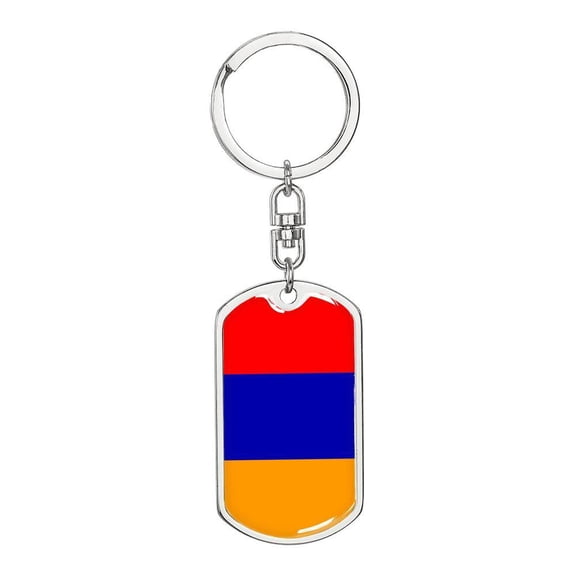 Armenia Flag Keychain Dog Tag Stainless Steel or 18k Gold