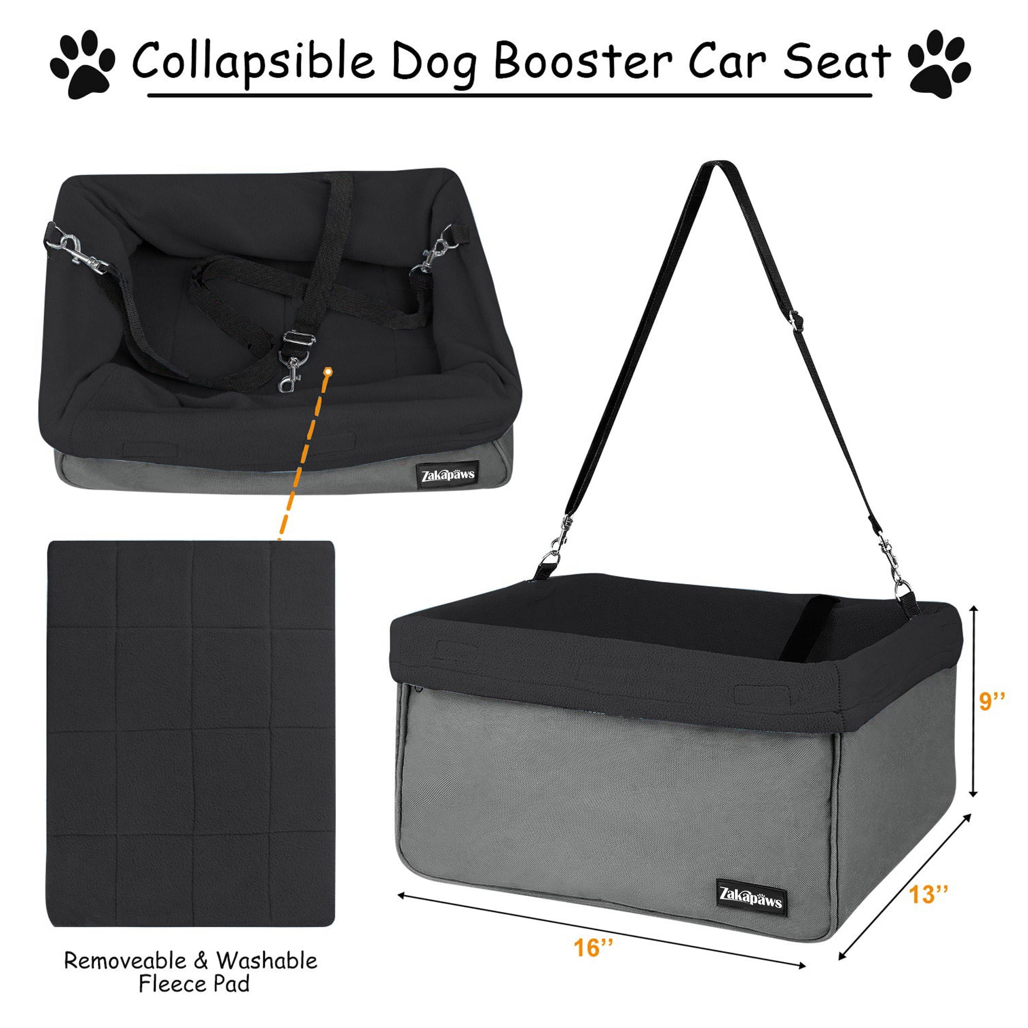 ZAKAPAWS Car Travel Dog Booster Seats, Portable and Breathable Pet Seats Dog Carrier with Seat Belt, Travel Safety Lookout Dog Booster Seat 16-in