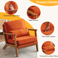 thumbnail image 3 of Alvantor Mid-Century Modern Burnt Orange Upholstered Lounge Chair with Oak Wood Frame, 3 of 12