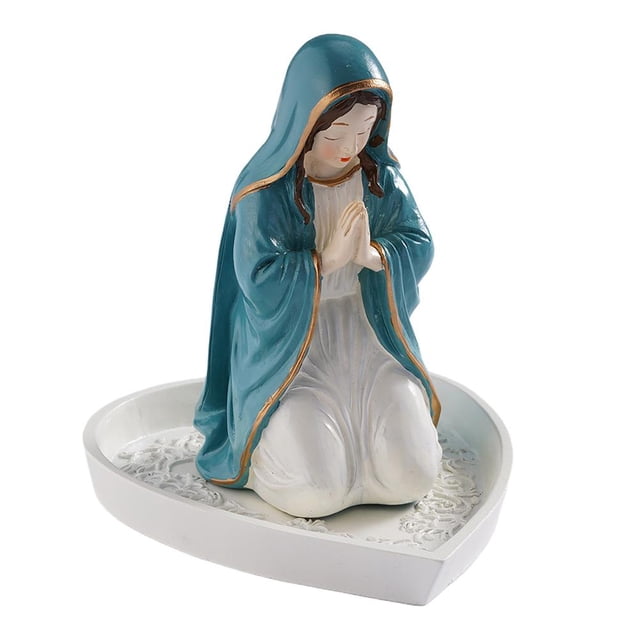 SharkTRUE Virgin Mary Rosary Holder, Virgin Mary Jewelry Holder, Catholic Blessed Virgin Mary Statue, Tabletop Jewelry Rack for Necklace & Rings, Lady Prayer Rosary Box Religious Gift Catholic Gift
