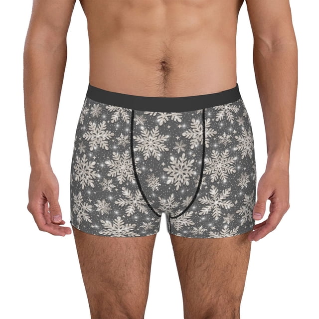 Fotbe Sparkling Snowflakes Calzoncillos Tipo Boxer con Bolsa de Soporte Total para Hombre, X-Temp Fresco, Transpirable y de Secado Rápido-X-Large