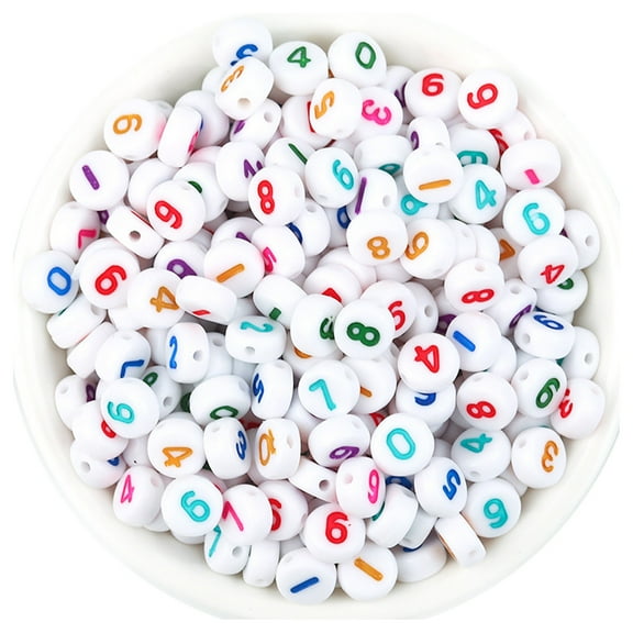 100pcs/pack Acrylic Number Loose Beads Flat Round Beads DIY Hand Beads Accessori