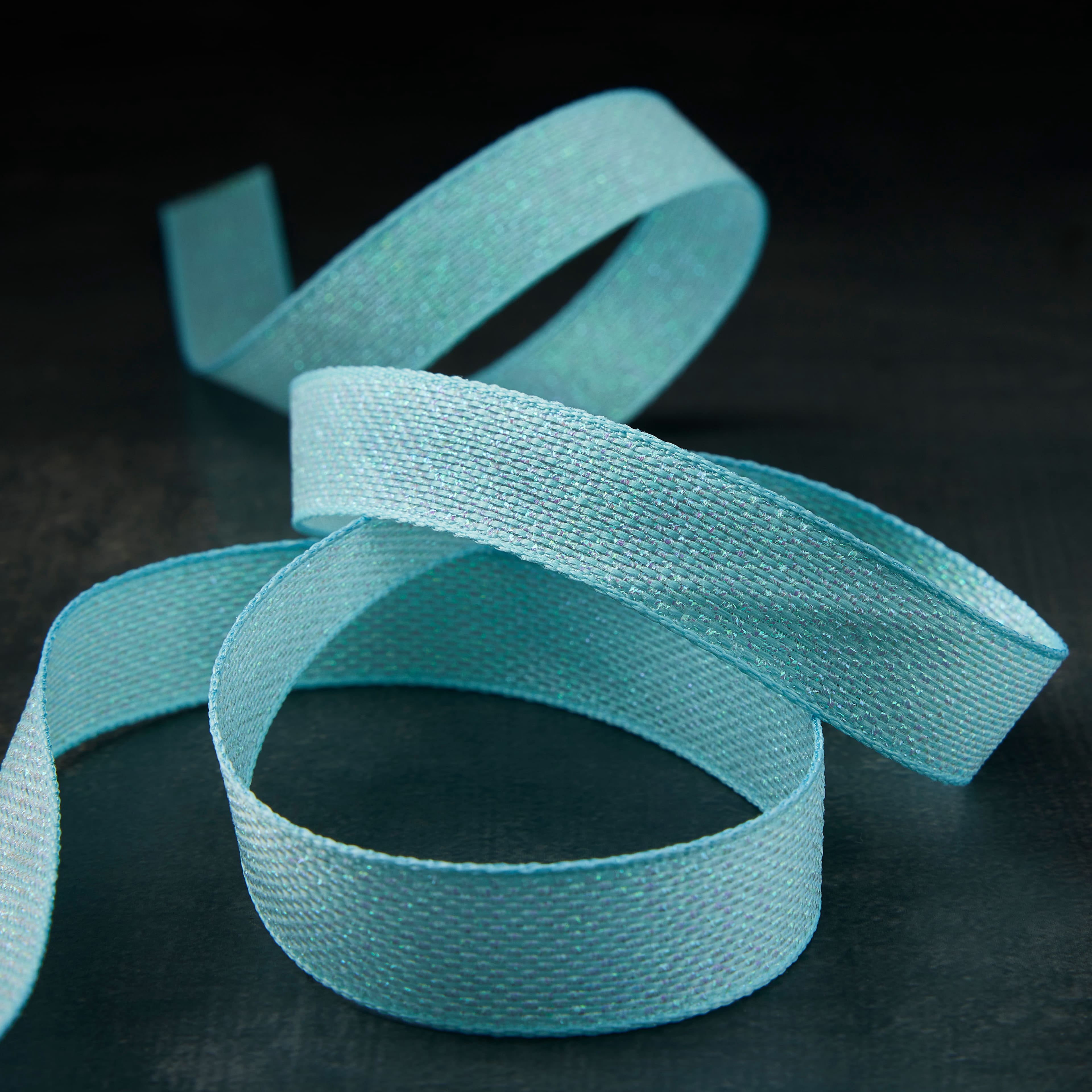 5/8" x 7yd. Blue Iridescent Ribbon by Celebrate It – Non-Wired Woven Edge - Ideal for Gift Wrapping - Baskets & Decor - 12 Pack