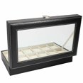 thumbnail image 2 of 1pc 12 Faux Leather Watch Case Display Box Storage Jewellery Glass Top, 2 of 5