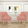 thumbnail image 2 of Costway Set of 2 Accent Chairs Velvet Single Sofa Chair w/Rubber Wood Legs Pink, 2 of 12