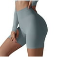 thumbnail image 2 of Summer Fashion Yoga Shorts for Womens 2025 High Elastic Waist Solid Color Pants Hip Lifting Sports Seamless Yoga Shortst Gifts for Womens, 2 of 5