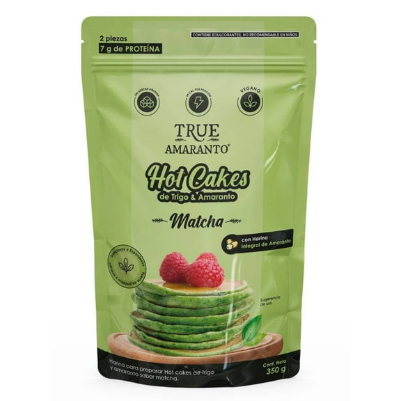 Harina para hot cakes True Amaranto matcha 350 g