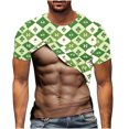 thumbnail image 2 of UVEASISHA T-Shirt pour Hommes de la Saint-Patrick Trèfle Porte-Bonheur Imprimé Faux Muscles T-Shirts Amusants Décontractés Manches Courtes Col Rond T-Shirts de Fête 2025 Cadeaux pour Hommes Offres du Jour d'Aujourd'hui Vert G, 2 of 5
