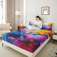 thumbnail image 4 of jejeloiu Marble Liquid Gradient Full Size Sheets,Watercolor Ombre Effects Bed Sheets,Abstract Colorful Sheet Sets For Girls Boys,Super Cozy Room Decor,4pcs, 4 of 7