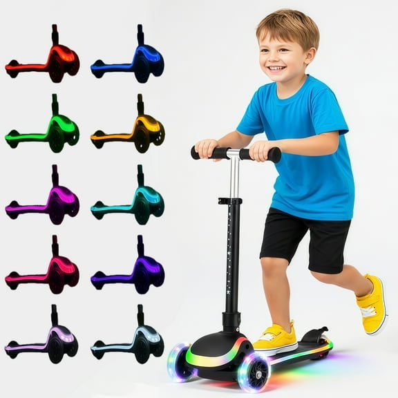 LED Light-Up 3-Wheel Scooter for Kids Ages 3-8, 4 Height Adjustable Handlebar, Stable Lean-to-Steer Design, Wide Safe Deck, Fun Balance Kick Scooter for Boys & Girls