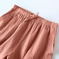 thumbnail image 4 of YUGYXL Cotton Linen Shorts for Women Summer Drawstring Comfy Shorts Trendy Stretch Waist Quick Dry Holiday Shorts with Pockets Red L, 4 of 6