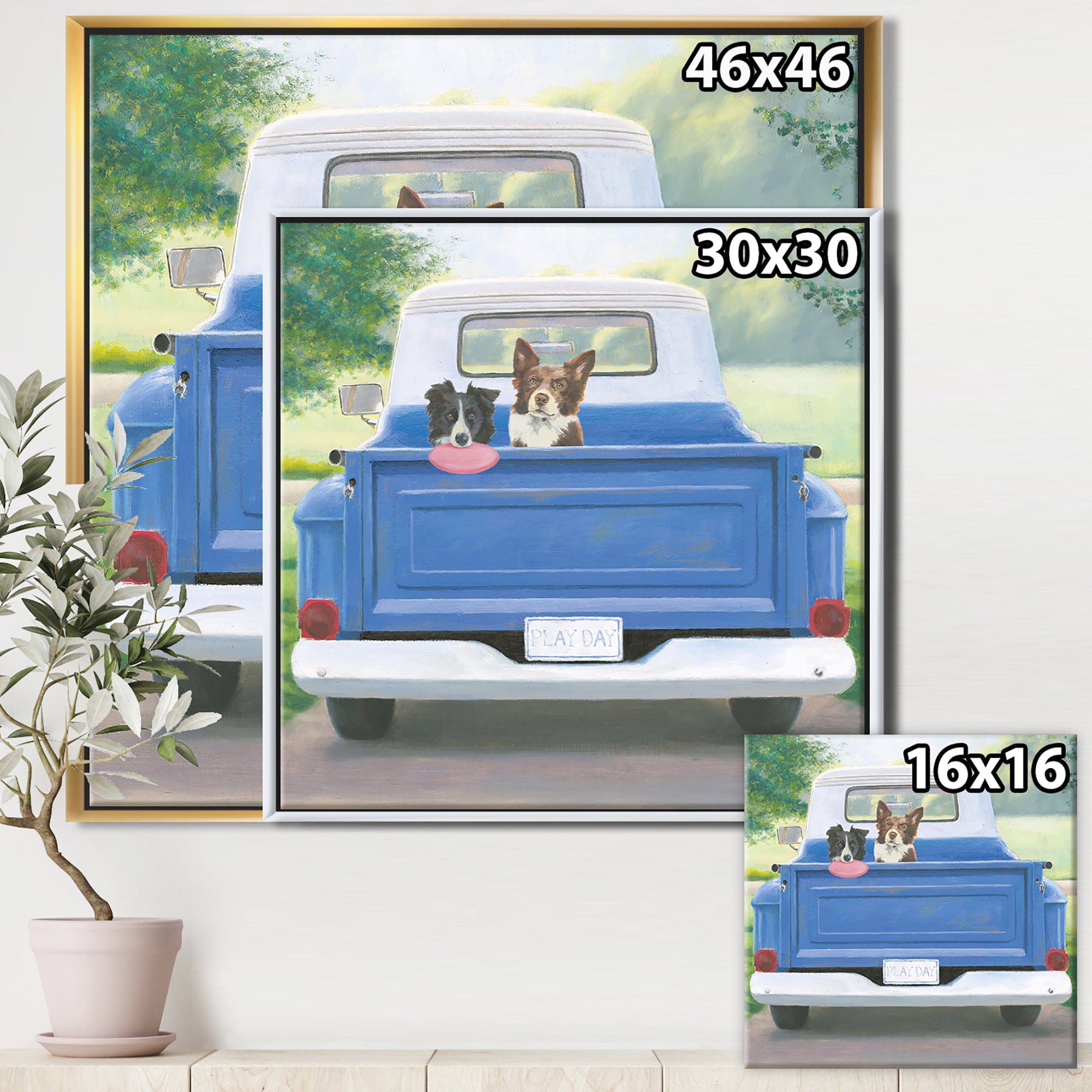 Designart ' Dogs Play Day ' Traditional Framed Canvas