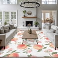 thumbnail image 4 of Pink Flower Washable Living Room Rugs 5'x7', Peach Green Leaf Fruit Abstract Watercolor Low Pile Throw Large Area Rugs Non-Slip Sturdy Edge Binding Carpet for Dining Room Bedside Kitchen, 4 of 9
