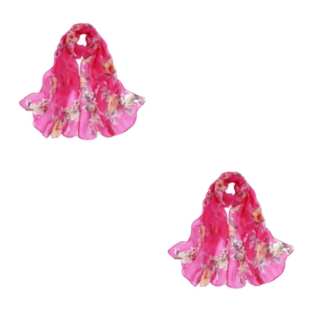 Baohd Style avec Foulard en Chiffon à la Mode pour Femmes Foulard de Plage de Luxe rose Rouge 2Ensemble