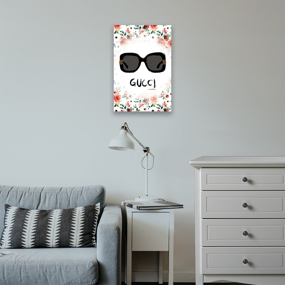 FASHION GLAM SUNGLASSES FLOATING IN FLOWERS - 14"x14" Canvas Artwork 30 x 30