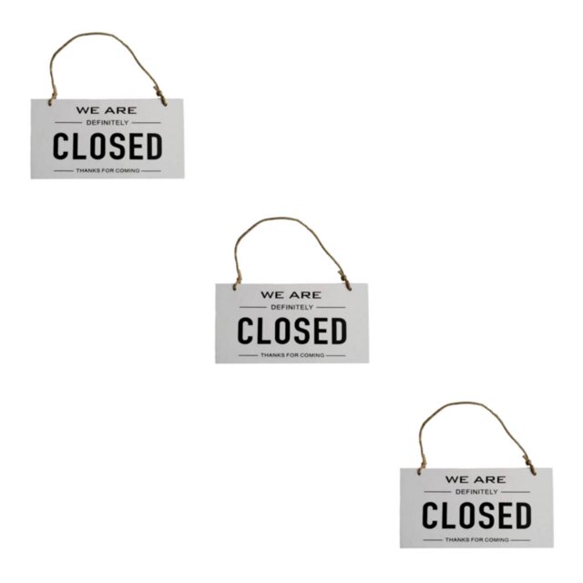 maskred Open Closed Sign Double Sided Hanging Shop Window Home Reversible Business White 12x23x0.6cm 3Set