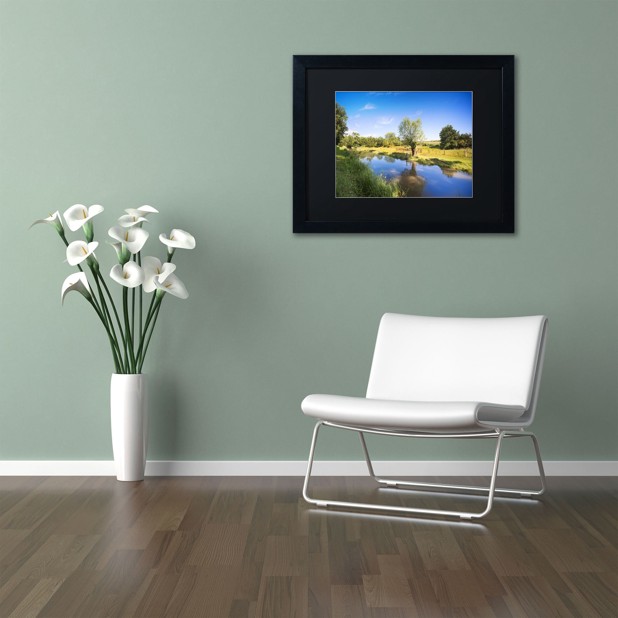 Trademark Fine Art "Blue Brook" Canvas Art by Philippe Sainte-Laudy, Black Matte, Black Frame