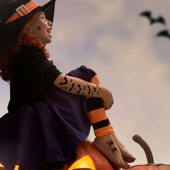 Bats Tattoos Temporary for Halloween Custome,6-Sheet