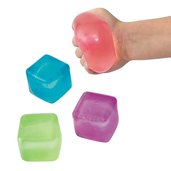 Fun Express 1 3/4" Colorful Maltose Jelly Cube-Shaped Stress Toys - 12 Pieces