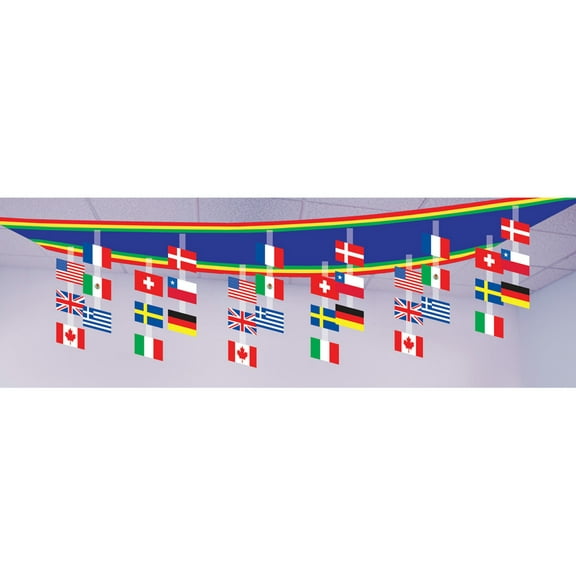 Party Central Pack of 6 Red and Green International Flags Hanging Ceiling Party Decors 12'