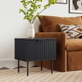 thumbnail image 1 of Evander Classic Black Fluted Engineered Wood Side Table with Metal Legs, 1 of 8