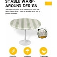 thumbnail image 2 of Sage Green Stripe Round Tablecloth Fitted Table Cover, Retro Farmhouse Geometric Beige Striped Elastic Tablecloths Waterproof Outdoor Indoor Stretch Cloth Tablecover for Dinner, Party, Shower, 45-52IN, 2 of 6